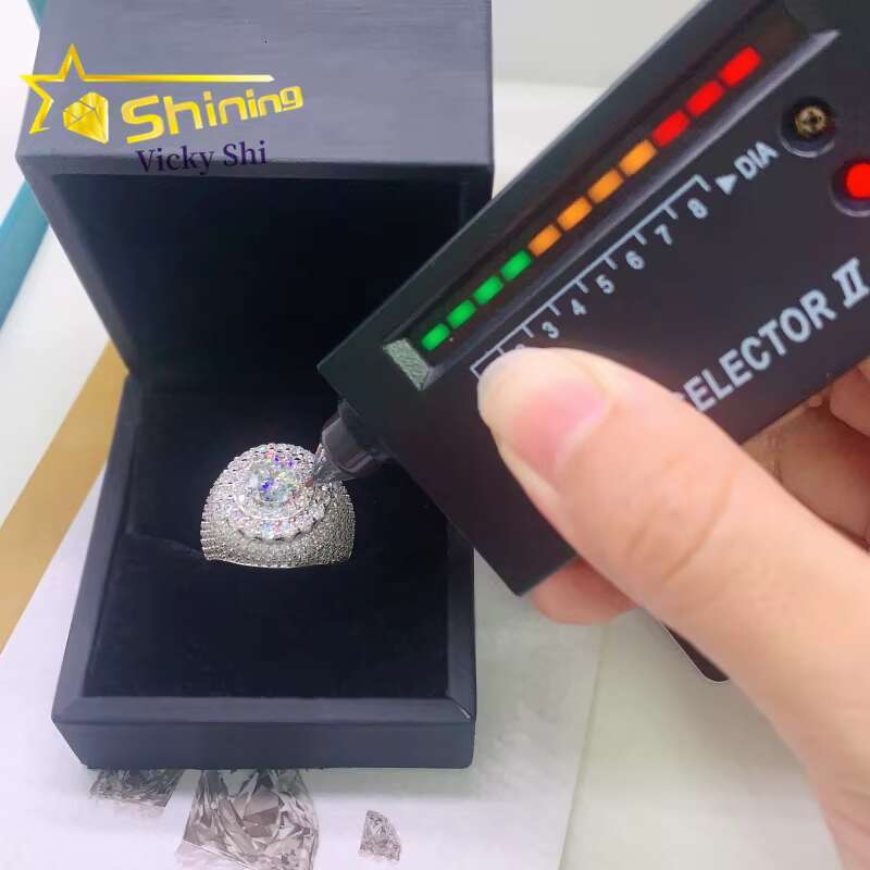 Shining Hip Hop Jewelry Rings GRA Certificated 925 Silver Iced Out VVS Moissanite Ring Custom Rings for Men