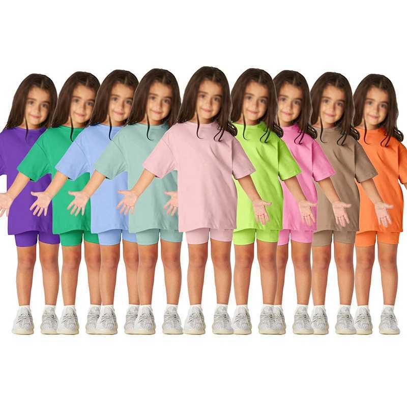 Series Little Boys Babys Girls Clothing 2-piece Sportswear Set Oversized Short Sleeves Cotton T-shirt+Shorts Sportswear LegsT250327