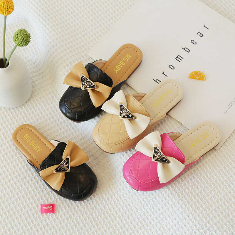 Slipper 2024 Spring and Autumn New Square Head Outward Wearing Baotou Half Slippers Low Heel Middle Big Childrens Cool Slippers Candy Color Fashionabl