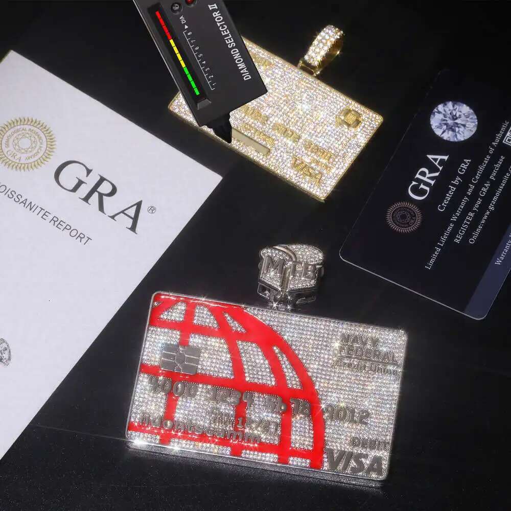 Personalized Custom Your Own Credit Card Pendant Solid 925 Sterling Silver Vvs Moissanite Iced Out Hip Hop Jewelry Men Chain