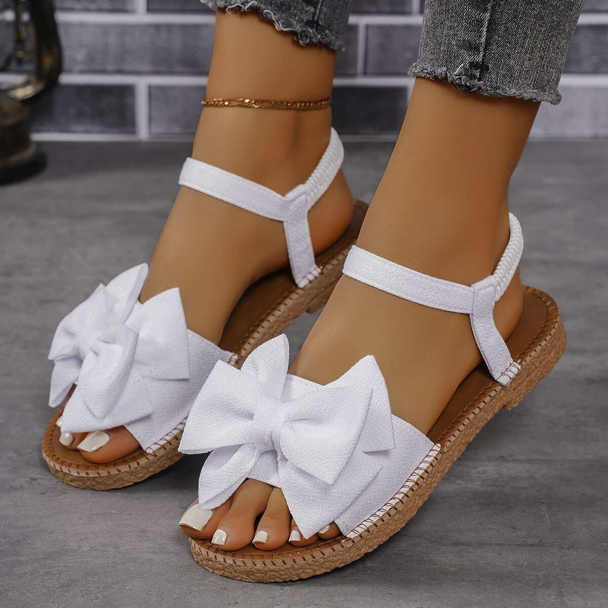 2025XJ Summer New Lightweight Sandals Beach Leisure Designer Fashion Slippers Outdoor Bow Flat Shoes Home Slippers Women's