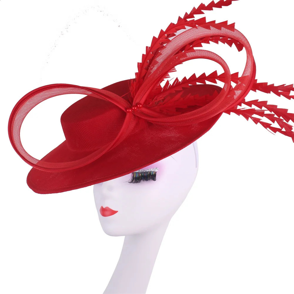 Women Kentucky Ascot Big Fascinator Hats With Flower Church Wedding Chapeau Cap Ladies Occasion Millinery Ladies Femme Elegant 250326