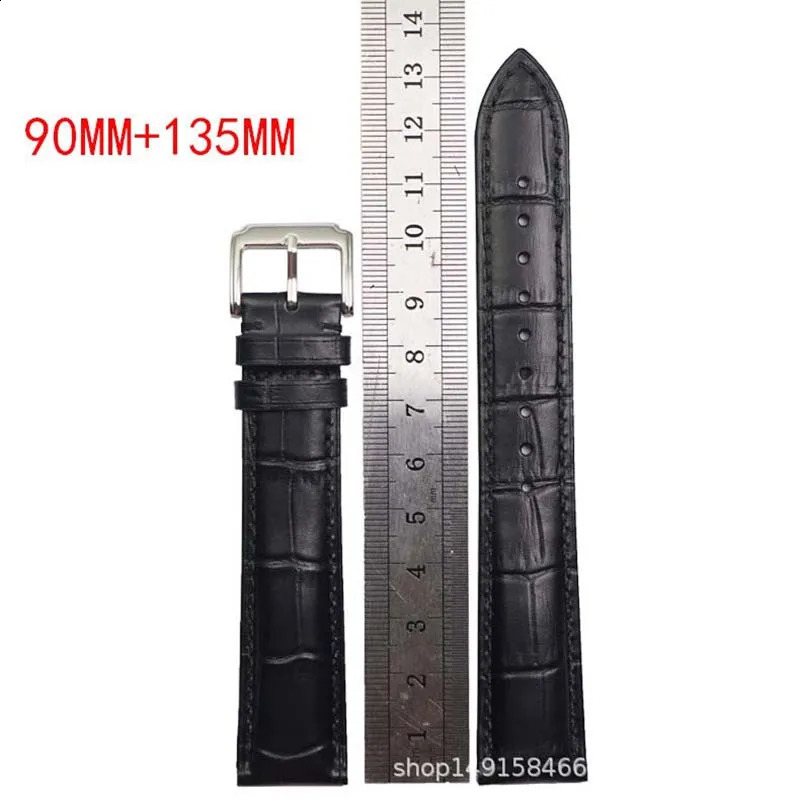 Extended Genuine Leather watchband for any watches strap black brown 20mm 21mm 22mm XL size 13590mm cow leather wrist band 250324