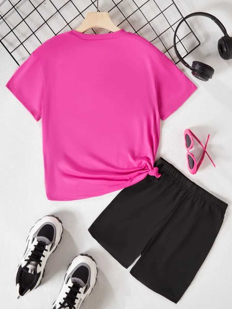 Summer baby girl clothing set childrens sweetheart printed T-shirt and shorts 2-piece set childrens short sleeved sportswearT250327
