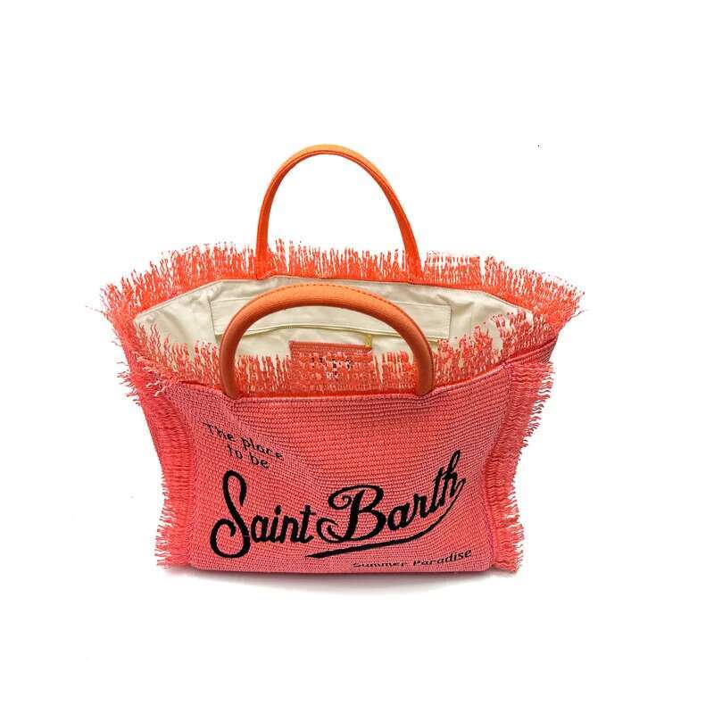 2024 New Women's High-Capacity Beach Tourism Straw Mat Handmade Tassel Handbag Tote Bag