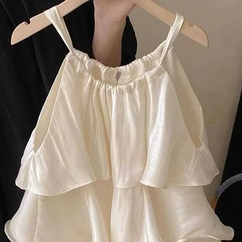 Summer New Sle Baby Girls Sweet Dress Korean Fashion Childrens Clothing Childrens Girls Ruffle Edge Small Fresh Suspension Dress W250326