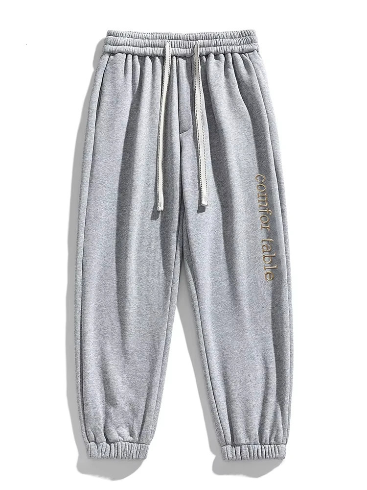 Large mens sports pants spring autumn casual bag jogging string with solid color shirt cotton loose Trouser 8XL 250327