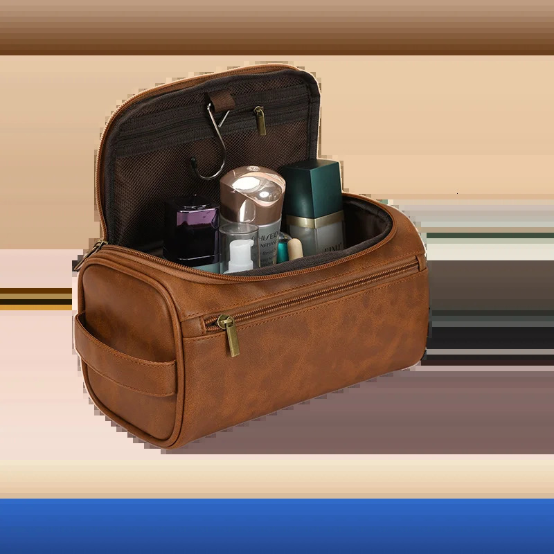 Mens Retro y Toilet Bag Travel Essential Business Cosmetics Makeup Box Lifting Storage Manager Face Wash 250326