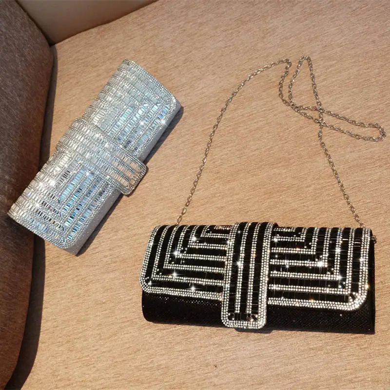 Factory direct diamond three discount dinner bag handmade bracelet wedding party crystal night clutch 250326