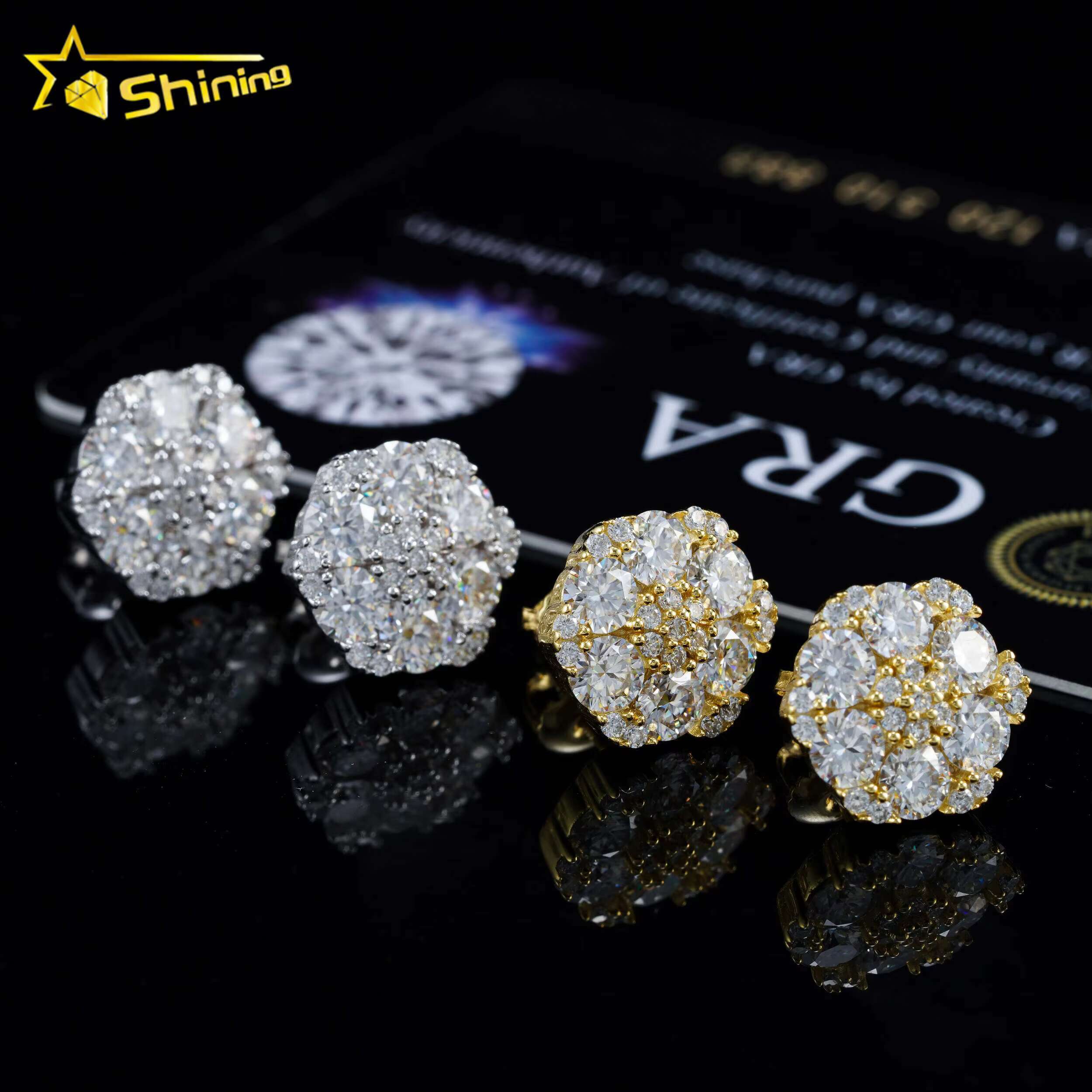 Screw Back Fashion Earring Fine Jewelry 925 Sterling Silver Gold Plated VVS-FL Moissanite Diamond Stud Earrings Ready to Ship