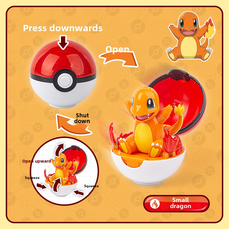 Pokemon Poke Ball Genuine 6 Styles Toy Set Pocket Monster Pikachu Charmander Eevee Squirtle Bulbasaur Meowth Collection Ornaments Model Boy Pikachu Bi