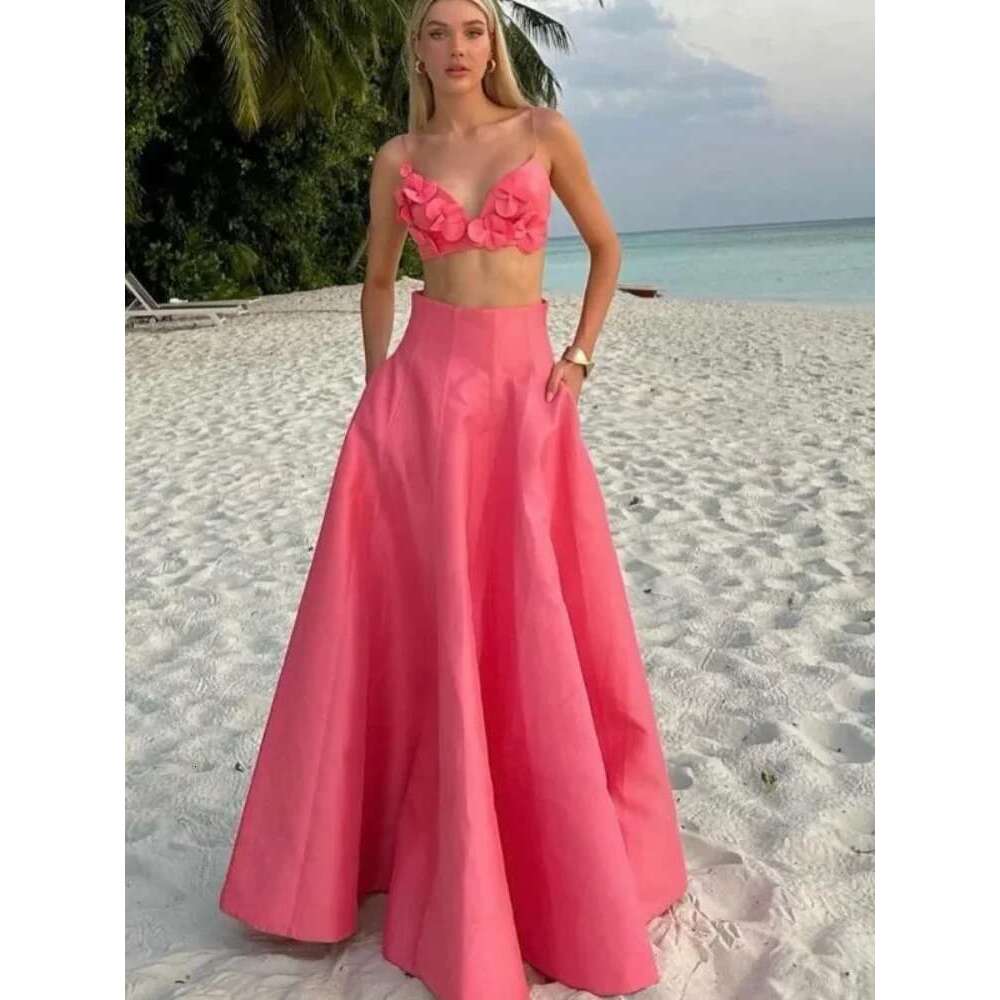 Women's Coat Elegant 3D Wer Vest Skirts Set Women Sexy V Neck Sg Top A E Maxi Skirt Suit Female New Party Club Evening Outfits