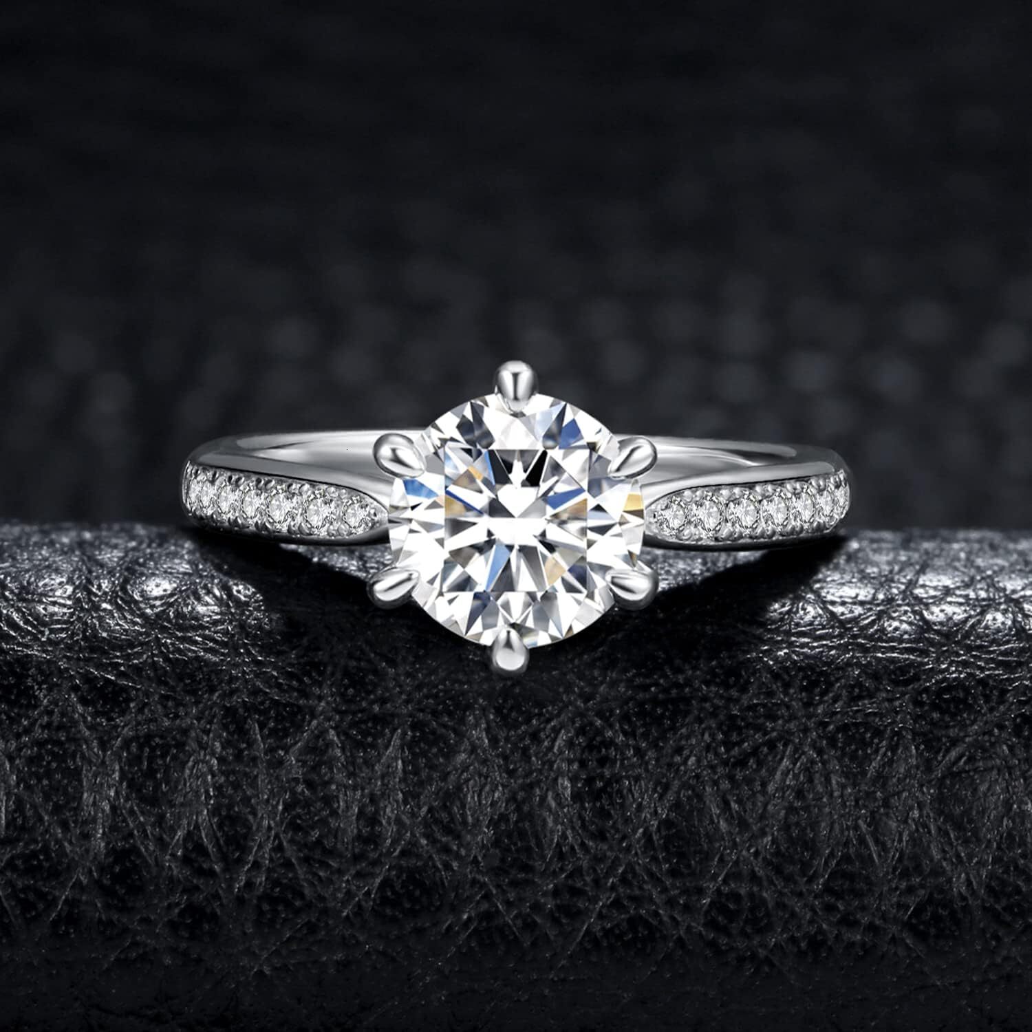 JewelryPalace Classic 1ct 2ct 3ct Moissanite Solitaire Engagement Rings for Women 925 Sterling Silver Promise Ring for Her Round Cut Simulated Diamond