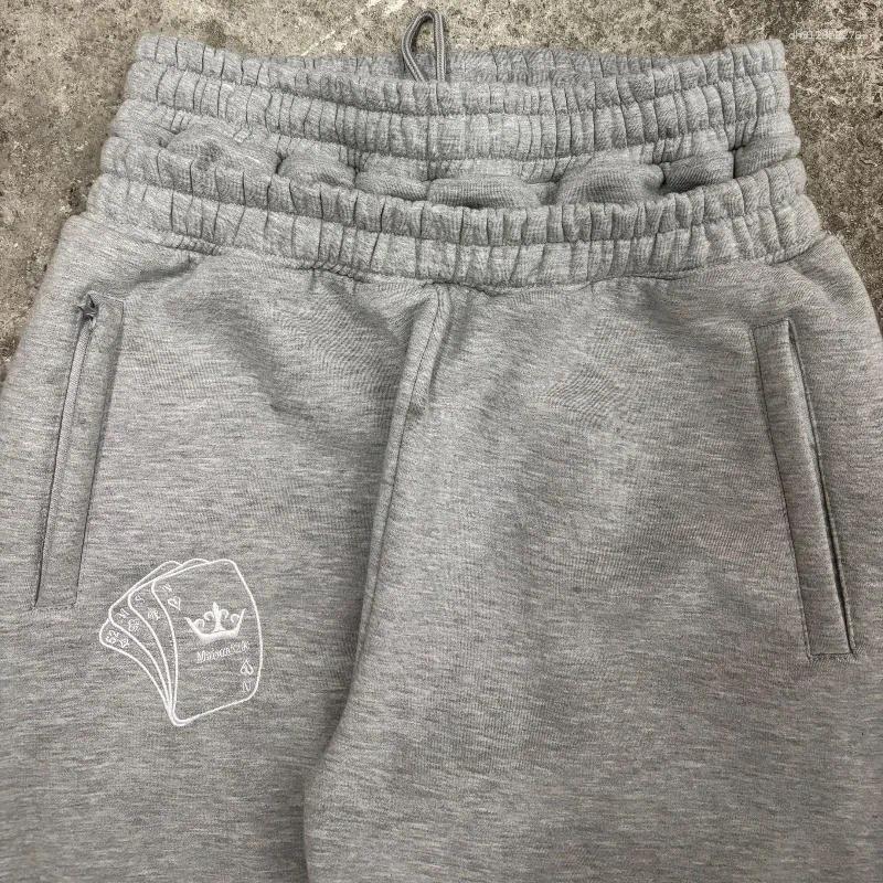 Men's Pants Y2K Double Waist Jogger Men Poker Embroidery Pattern Sagging Street Hip Hop Gym Sportwear Unisex Baggy Sweatpants