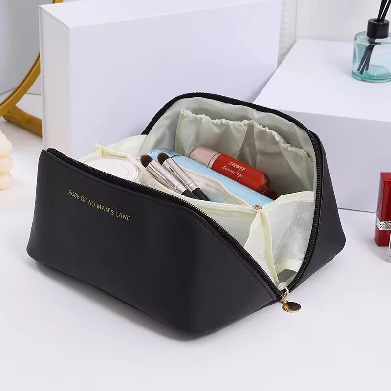 Pu Fashion Womens Pillow Makeup Bag Large Capacity Travel Organizer Portable Handbag Square Washing Storage 250326