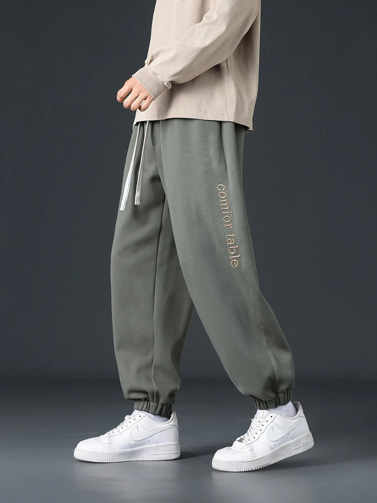 Large mens sports pants spring autumn casual bag jogging string with solid color shirt cotton loose Trouser 8XL w250327