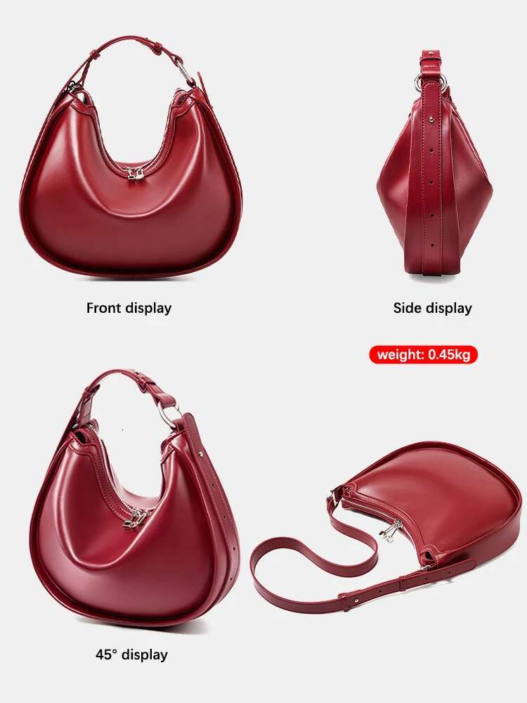 Zency Premium Genuine Leather Women's Handbag Hobo Large Capacity Fashion Shoulder Bag For Wife Lover Girl Gift