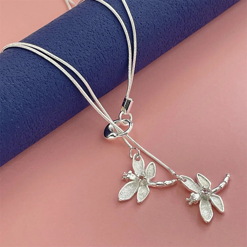 Wholesale 925 sterling silver necklace starfish heart water droplets rose beads charm pendant womens party jewelry gift 250325