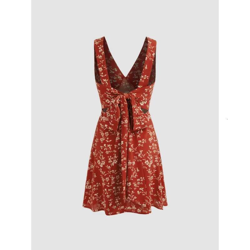 Dongdumaoyi Jurk Met V Hals En Bloemenprint Uit Frisse Elegante Stijl