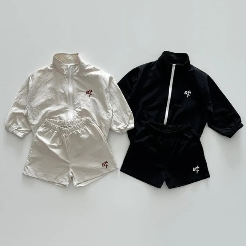 Summer Girls Boys Ultralight Sun-Protective Clothes Sets 2Pcs Zipper Jackets Shorts Kids Tracksuits Coats Child Outfit Costume 250326