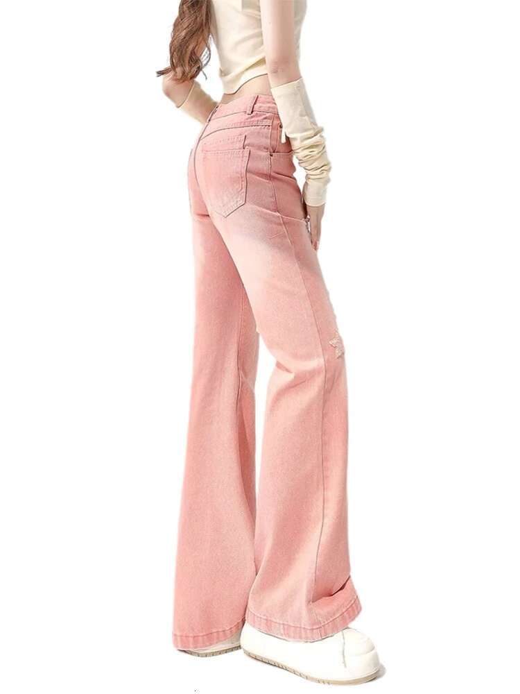 Women Pink Star Jeans Haruku Y2k 90S Aesthetic High Waist Ripped Denim Trouser Korean Jean Pants Vintage 2000S Trashy Clothes
