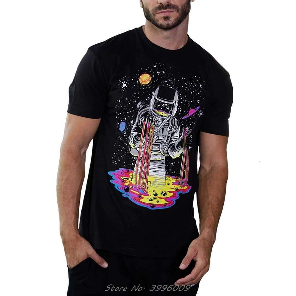 Men s casual cotton T shirt fashionable streetwear space astronomer pattern print new collection