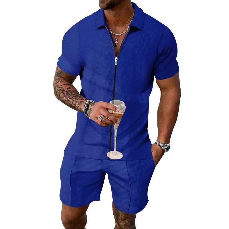 2024 European and American Summer Mens New Casual Business Temperature and Short Sleep SetXJ250326