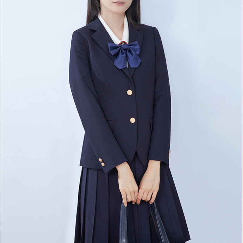 T3261 Trendy Black JK School Outfit Jacket for Girls Durable Classroom Wear