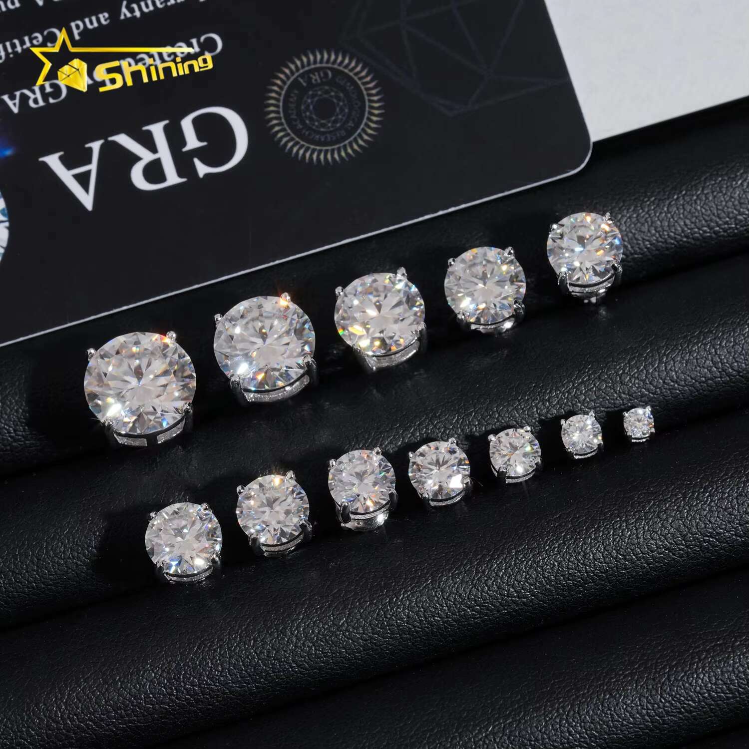 Fashion Jewelry 4 Prongs Classic 5mm 6.5mm 8.0mm 925 Sterling Silver D Color Solitaire Moissanite Diamonds Stud Earrings