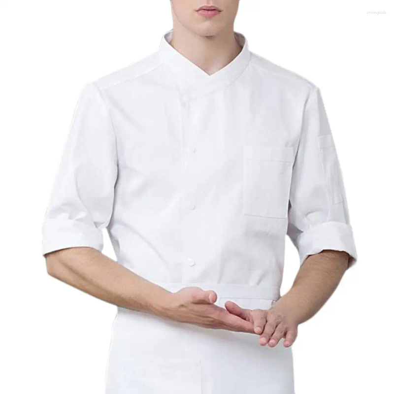Men's Jackets Women 3/4 Sleeve Chef Coat Work Clothes Kitchen Jacket M