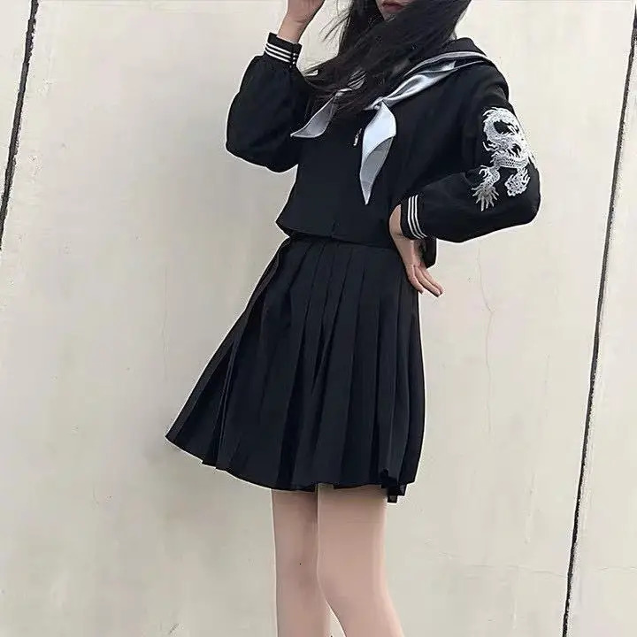 Japanese Fashion Jk Uniform Shirt ed Pink Dragon Student Girls School Role Playing Set Sailor Soft 250326