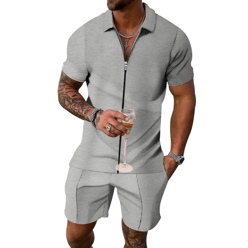 2024 European and American Summer Mens Casual Business Temperature Short Sleep Set 250326