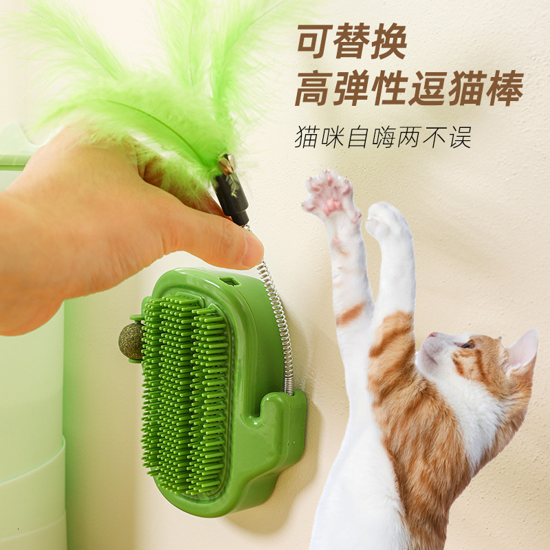 Spot wholesale three in one cat corner table corner itch remover with mint ball and feather cat itch remover