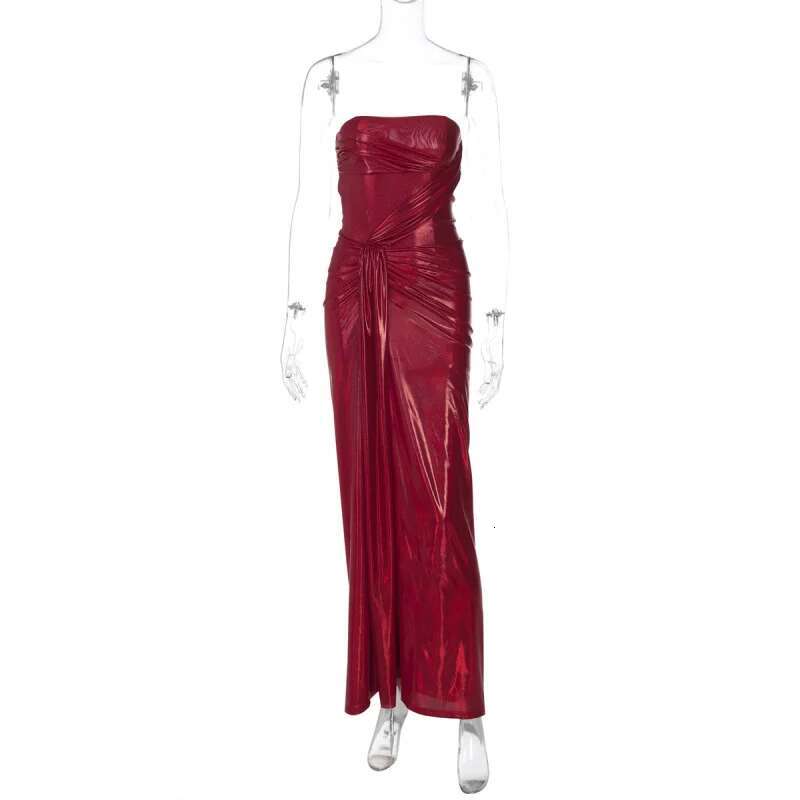 Dongdumaoyi Nieuwe Mode Gebreide Coating Patchwork Tie Back Sexy Sit Lange Bustier Avondjurk C