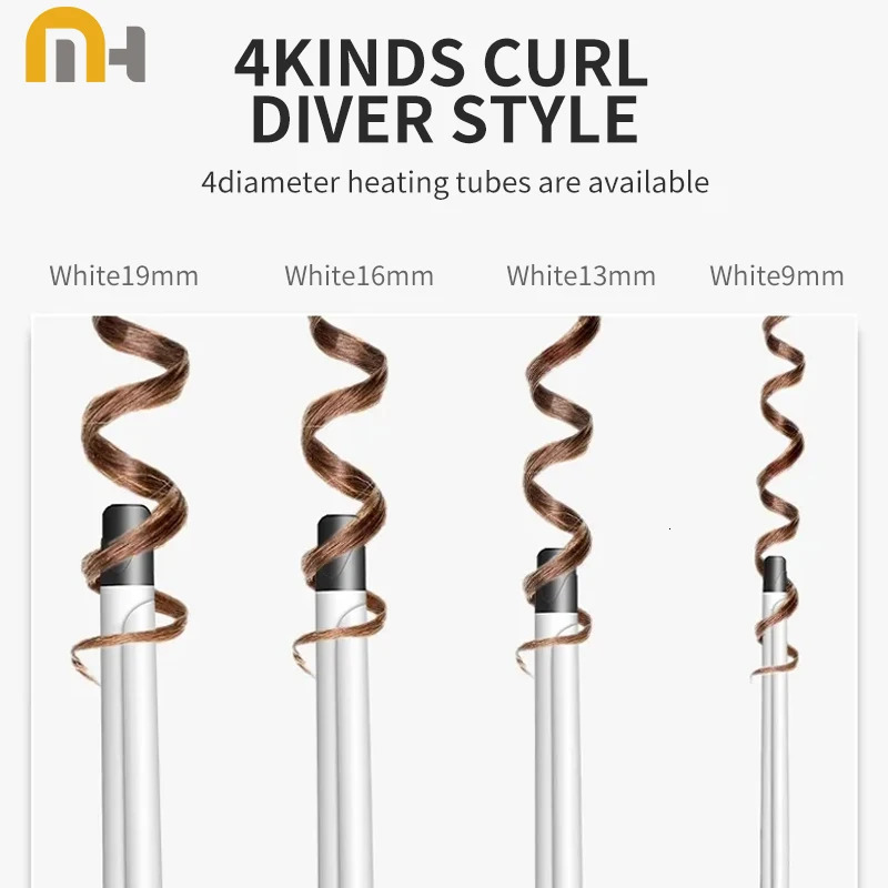 Hair Curling Iron 9mm Curler Wand Professional Curly Tongs Ceramic Electric SalonStyling Tool Small Crimping Iron Waves for Hair 250324