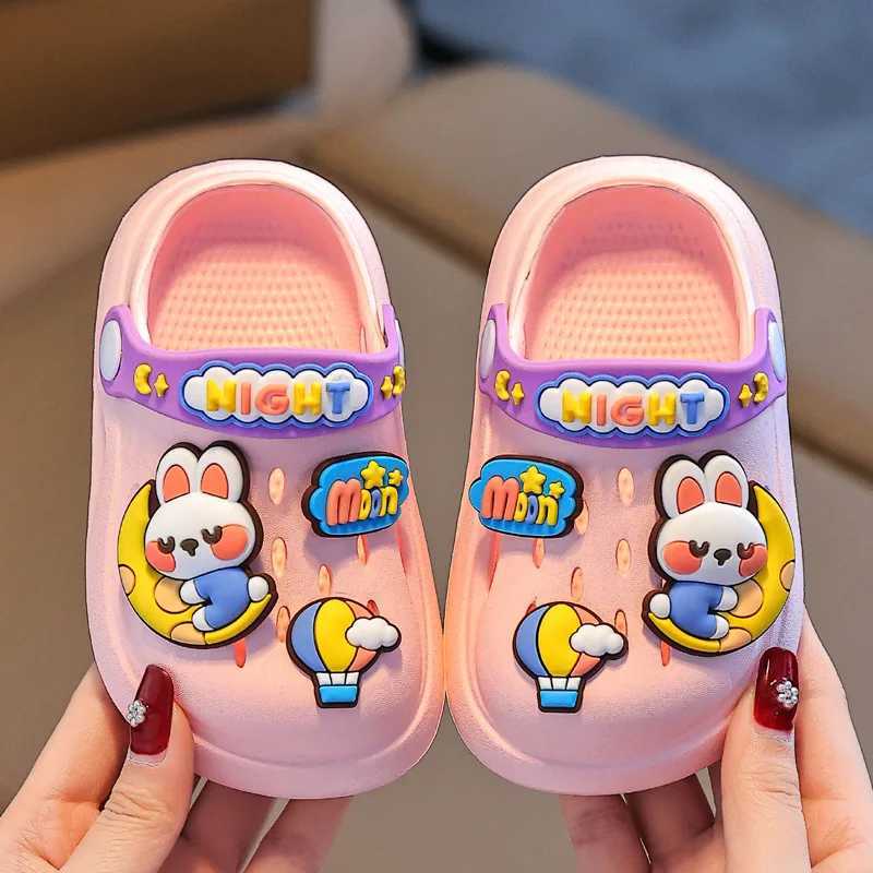 Slipper Cute rabbit bear beach slider suitable for childrens summer soft soled girls boys zippered shoes EVA anti slip childrens slider S25326