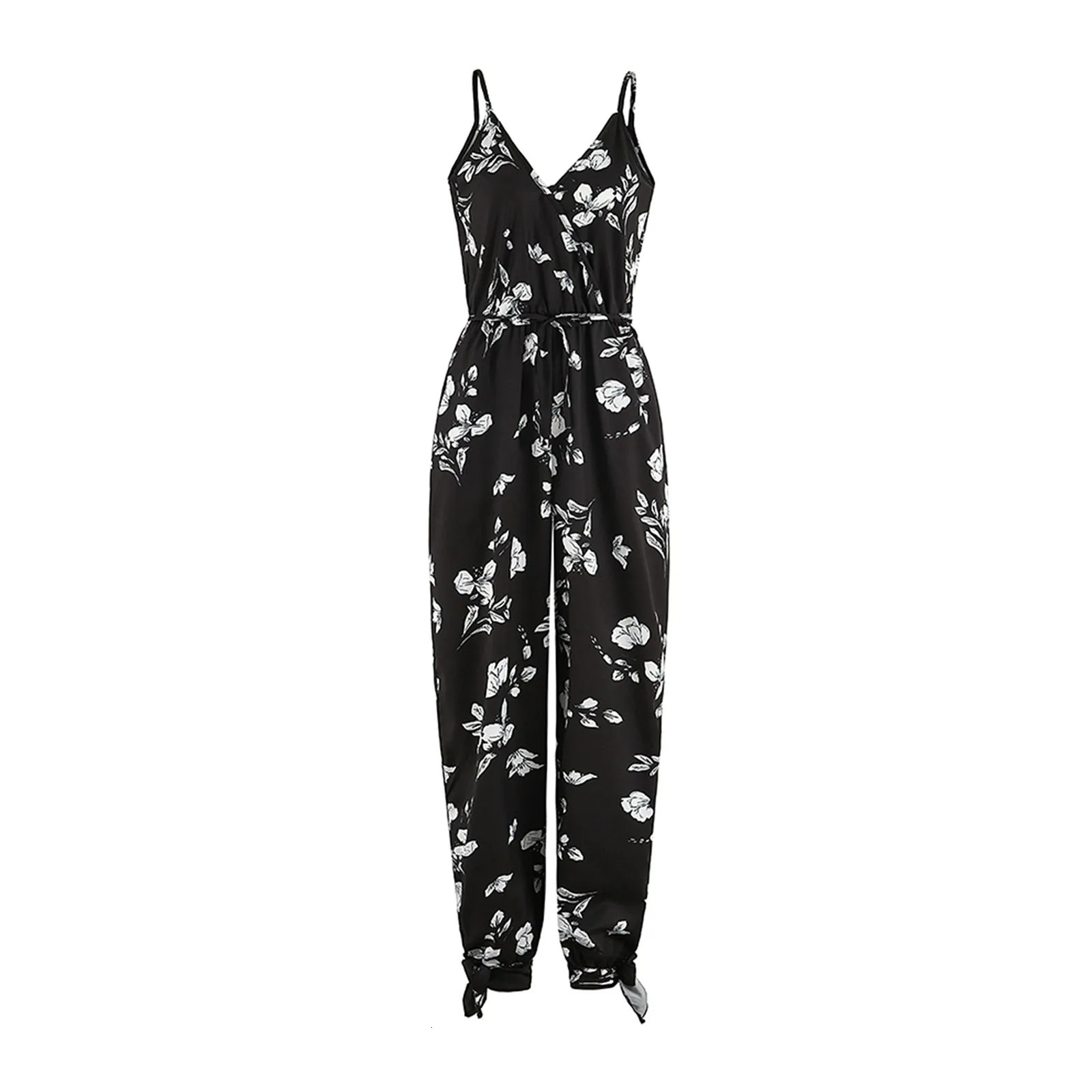 Womens jumpsuit summer casual sleeveless womens loose deep Vspaghetti shoulder strap 250326