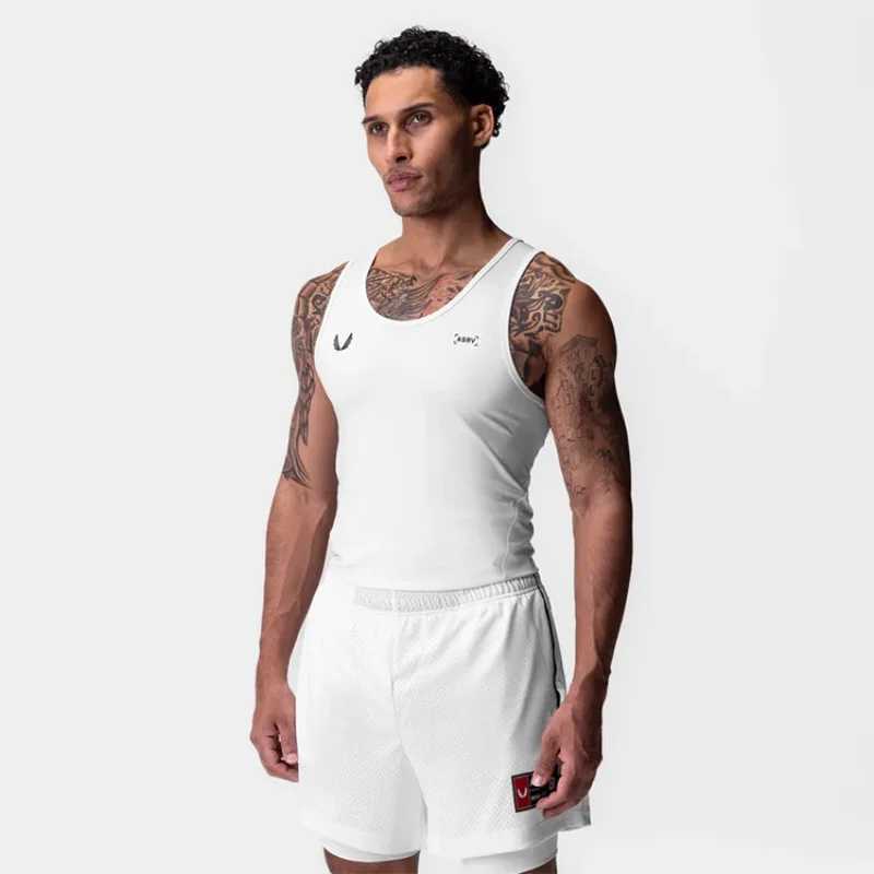 Mens summer quick drying compression vest sleeveless sportswear striped gym clothing fitness single vest X250327