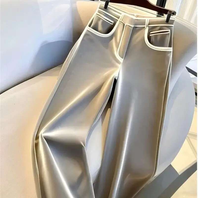 Limiguyue High-End Grey Veet Pant For Women Soft Thicken Long Pants Autumn Winter Casual Straight Legs Trousers Versatile 655P