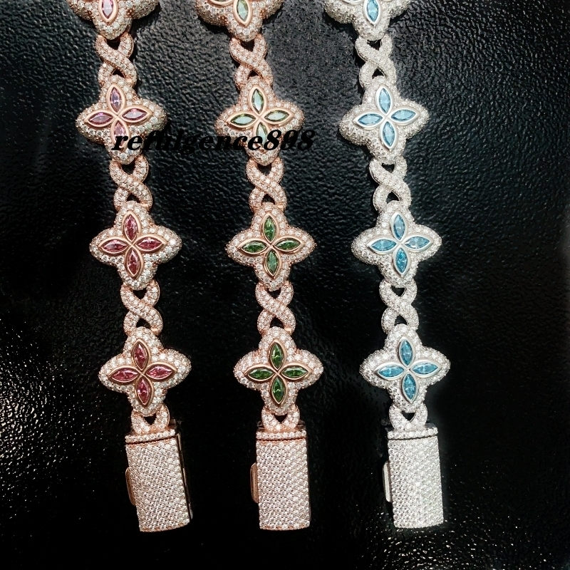 Best Selling Hip Hop Rapper Cuban Clover Bracelets 925 Sterling Silver VVS Moissanite Infinity Cuban Link Bracelet Fine Jewelry