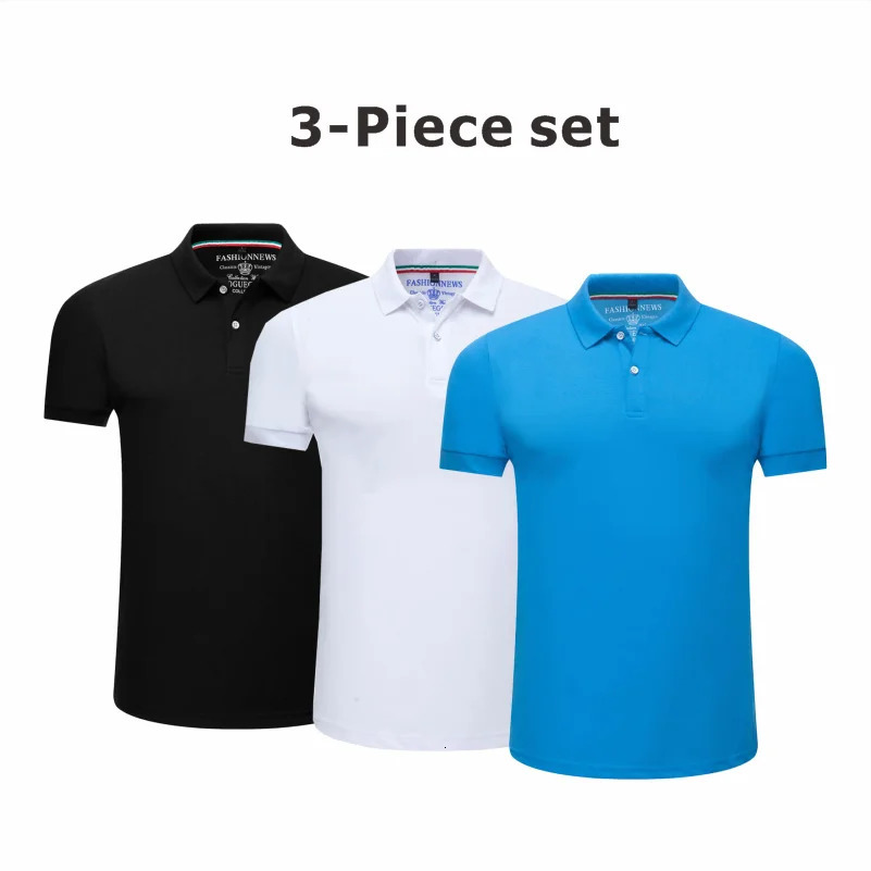 Polo 3piece set short sleeved casual solid color fashionable summer mens rotating top workwear breathable and comfortable 250327