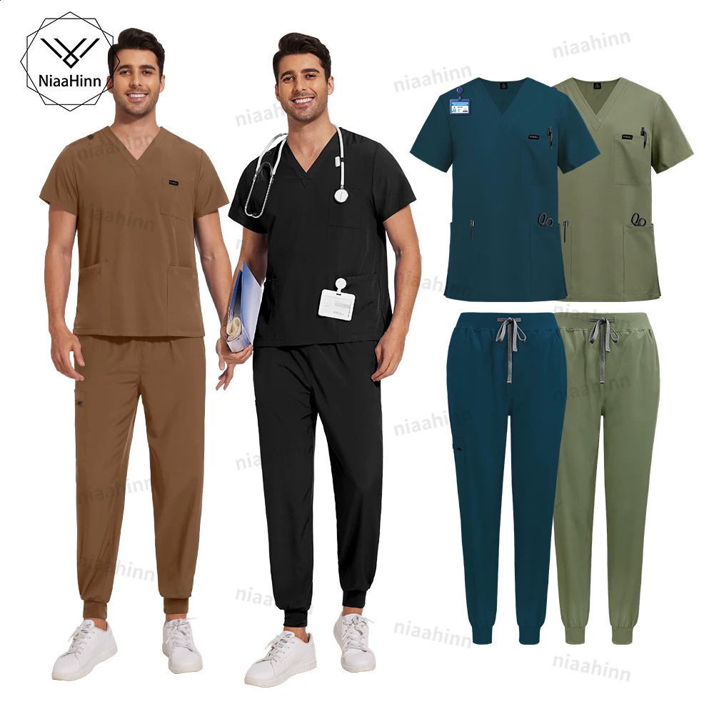 Niaahinn Uniforms High Quality Care Scrubbing Machine Neutral Pet Beauty Dental Clinic Nurse Uniform Multi Color Mens Set 250326
