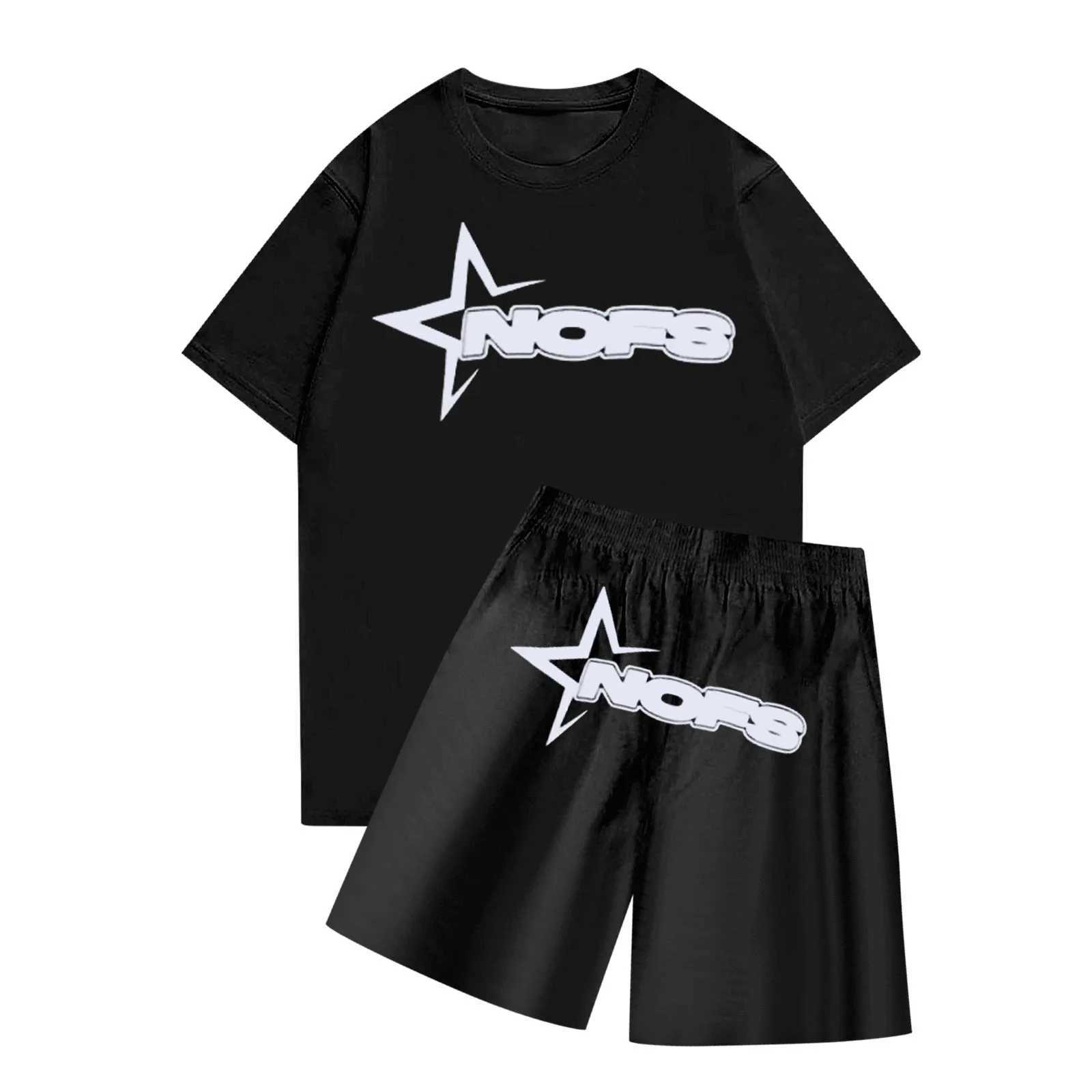 Mens fashion casual Nofs printed short sleeved round neck floral top and shorts set fashionable mens 2024 mens clothingXJ250326