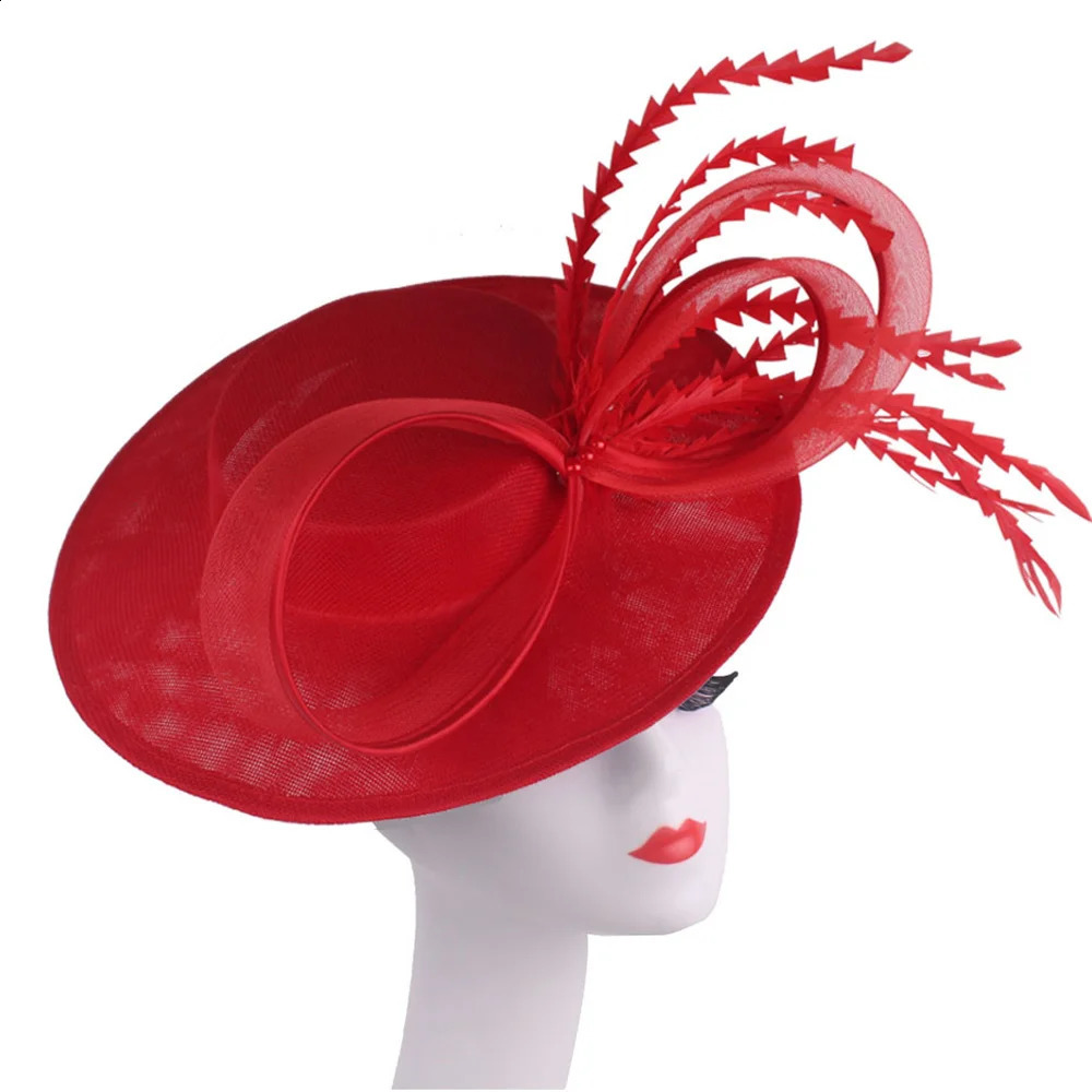Women Kentucky Ascot Big Fascinator Hats With Flower Church Wedding Chapeau Cap Ladies Occasion Millinery Ladies Femme Elegant 250326