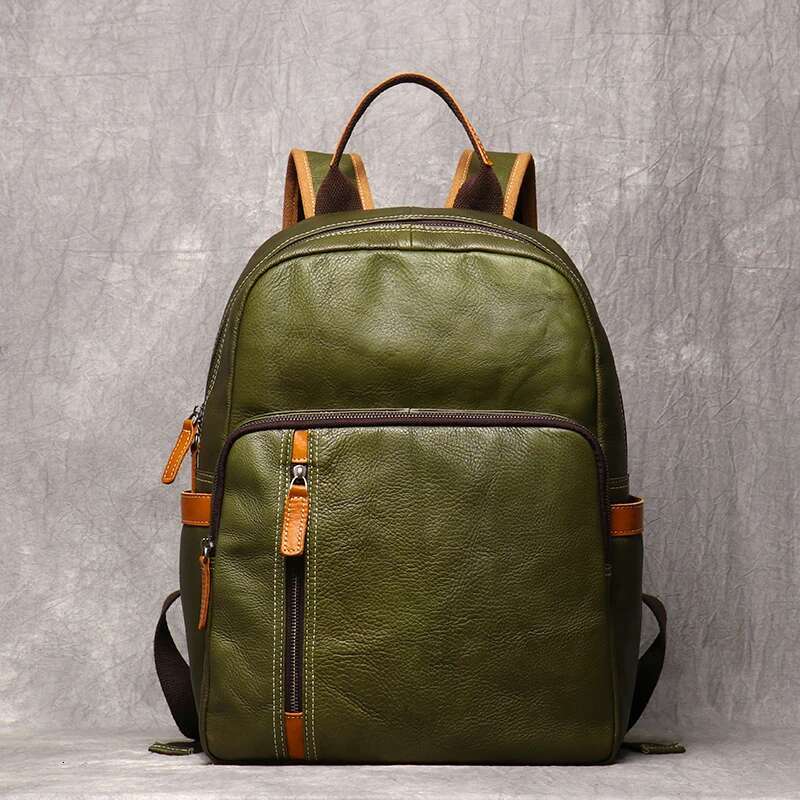 Men's Genuine Leather Travel Leisure College Teenager Backpacks School Backpack Man 15" Laptop Bag Leathfocus