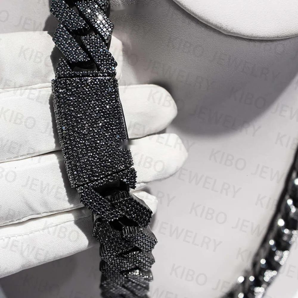 classics Hip Hop Rapper Mossanite Necklace Jewelry Vvs Sterg Sier 20mm Black Dia Moissanite Cuban k Chain