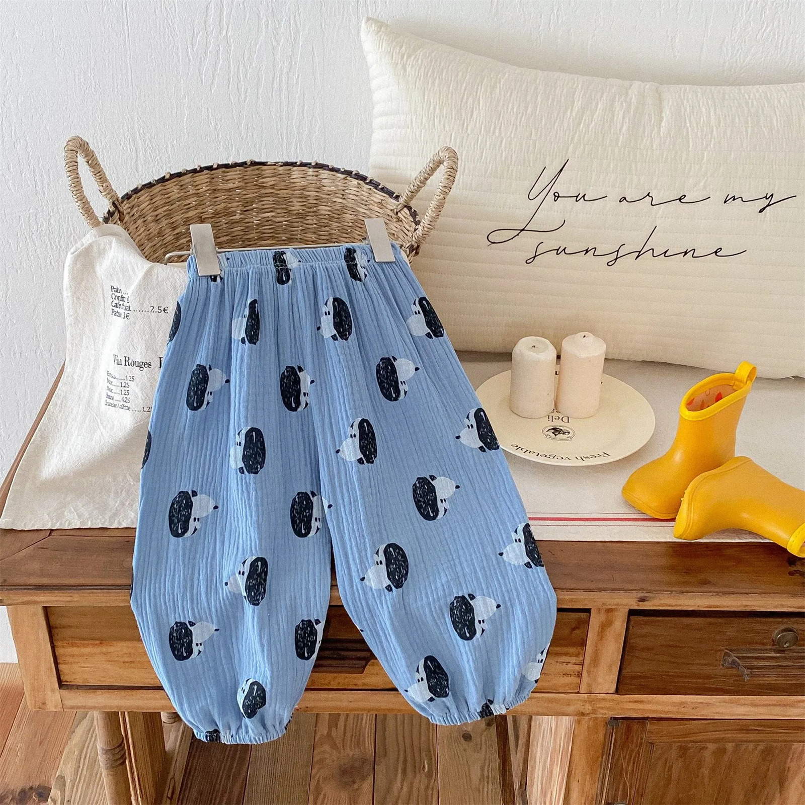 Mosquito resistant Pants Cartoon Full Print Cute Thin Trouser Summer Wear Childrens Boys Fashion Edition 250325
