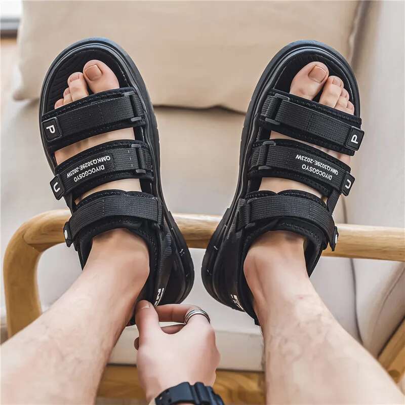 Men's Summer Outdoor Lightweight Breathable Casual Non Slip Sports Roman Sandals Trendy Driving Beach Slippers
