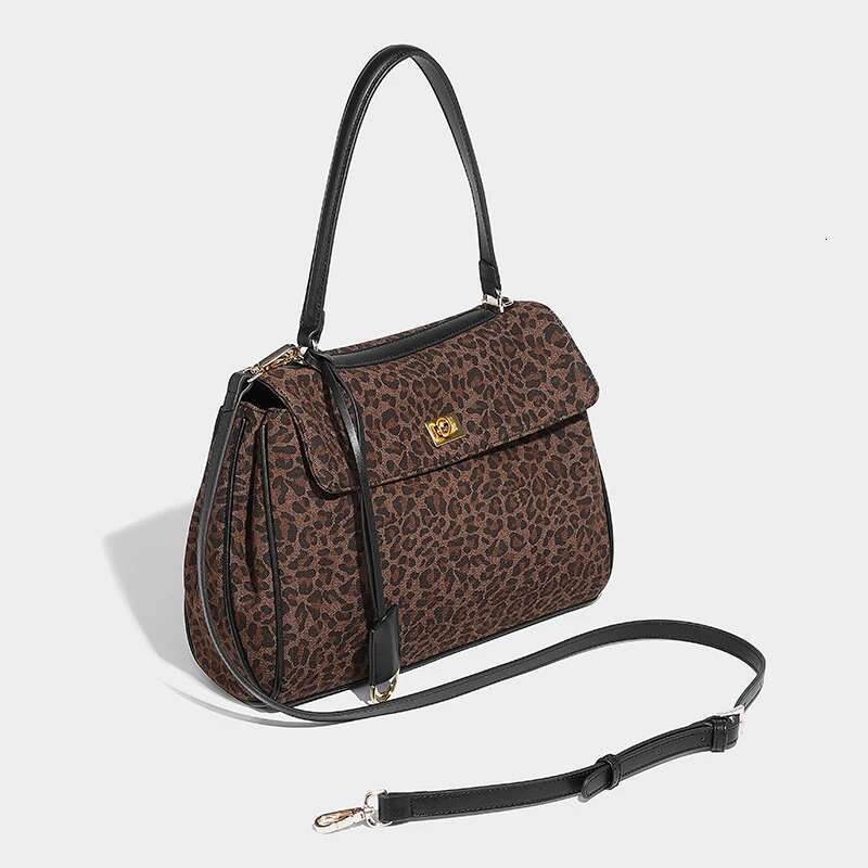 Large Capacity Leopard Print Tote Women Rodeo Commuter Retro Fashion Portable Shoulder Messenger Bag