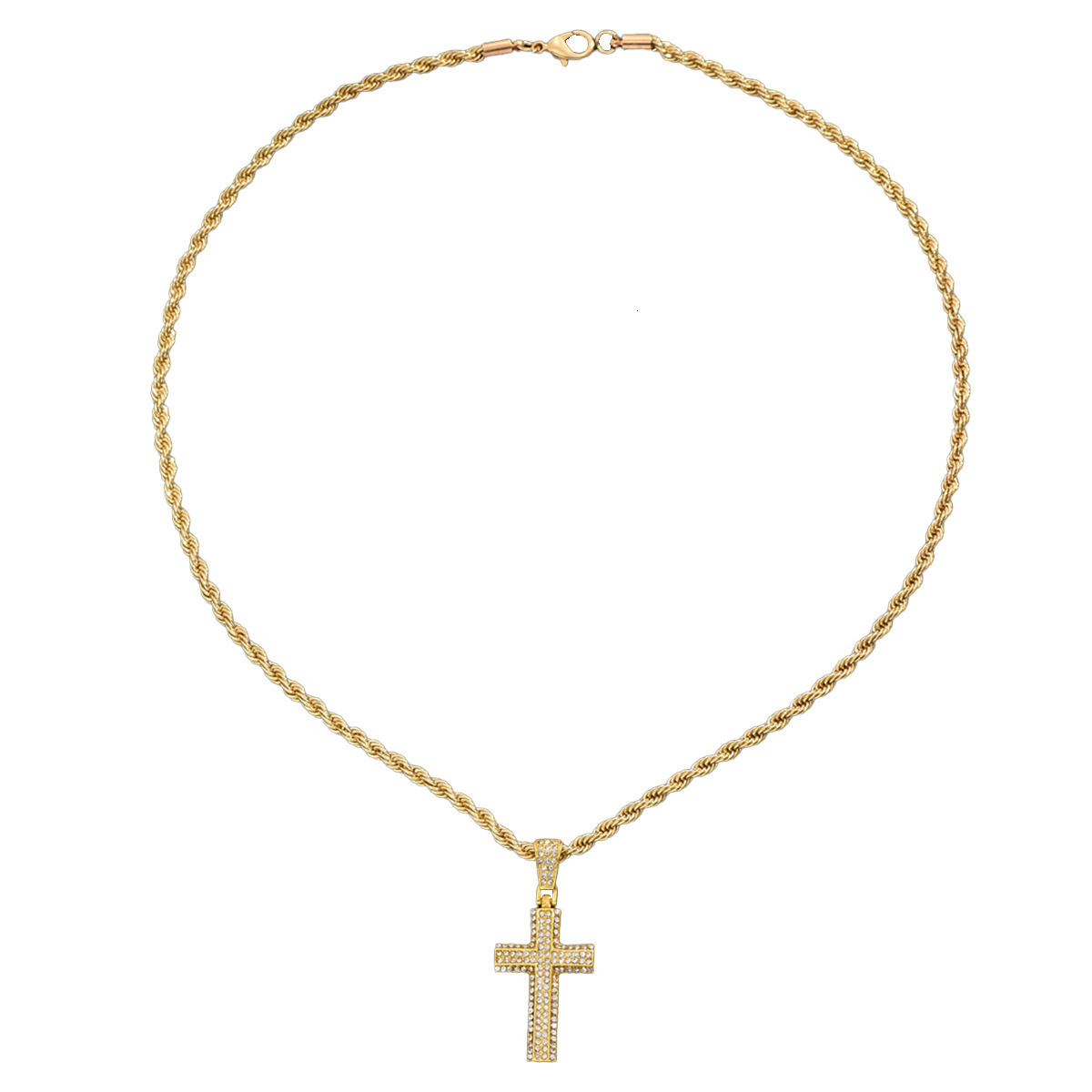 Hip hop cross niche design for mens necklaces with versatile inlaid pendants Cuban chains minimalist necklaces